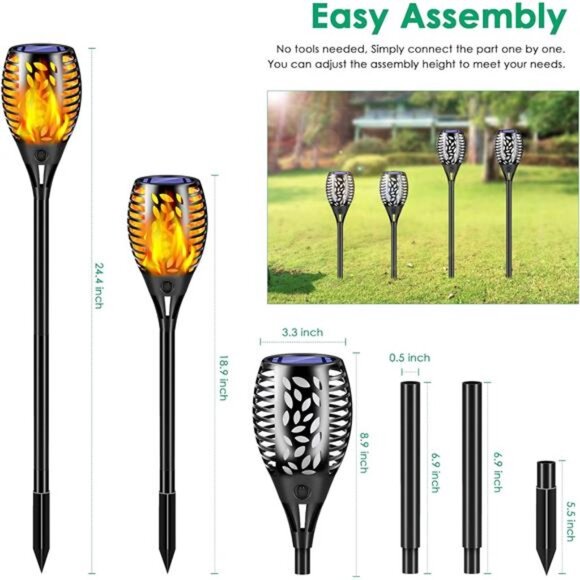 Solar Powered Outdoor Garden Lights Torch Flickering Flames - Picture 3 of 7